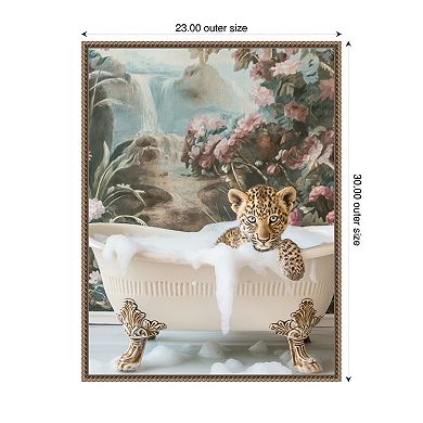 Leopard Spa Retreat by Niky Rahner Framed Canvas Wall Art Print