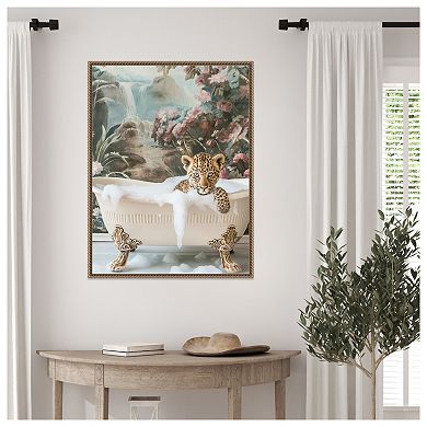 Leopard Spa Retreat by Niky Rahner Framed Canvas Wall Art Print