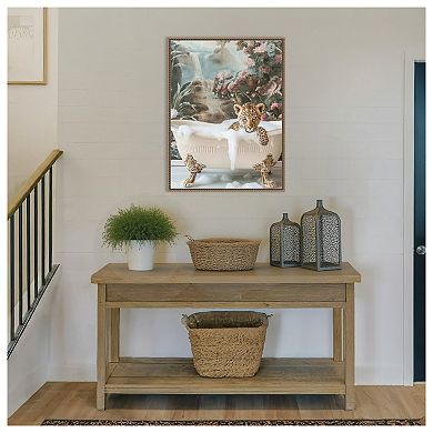 Leopard Spa Retreat by Niky Rahner Framed Canvas Wall Art Print