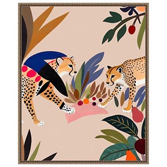 Cheetah Jungle Picnic by Uma Gokhale Framed Canvas Wall Art Print