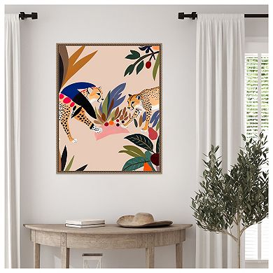 Cheetah Jungle Picnic by Uma Gokhale Framed Canvas Wall Art Print