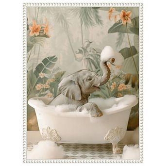 Elephant Bubble Bliss by Niky Rahner Framed Canvas Wall Art Print