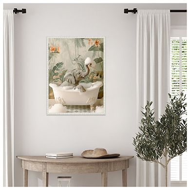 Elephant Bubble Bliss by Niky Rahner Framed Canvas Wall Art Print