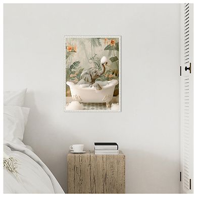 Elephant Bubble Bliss by Niky Rahner Framed Canvas Wall Art Print