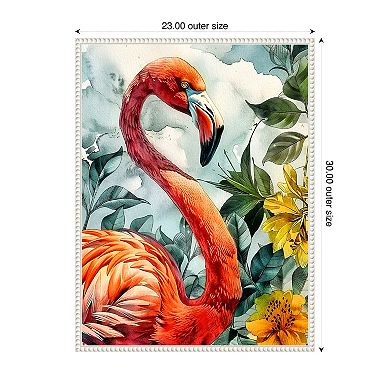 Flamingo in Flowers by Justyna Jaszke Framed Canvas Wall Art Print