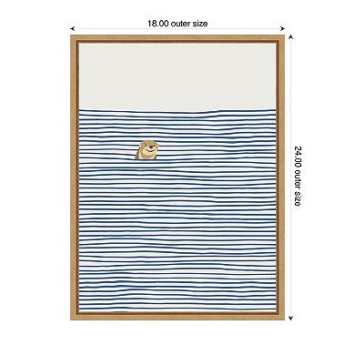 Otter in the Waves by Little Dean Framed Canvas Wall Art Print