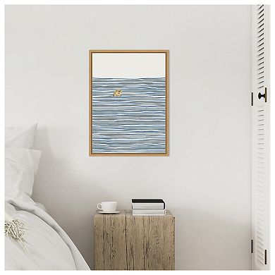 Otter in the Waves by Little Dean Framed Canvas Wall Art Print