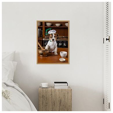 Jack Russell Puppy Chef by Andreas Magnusson Framed Canvas Wall Art Print