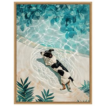 Dogs Life Swimming by Justyna Jaszke Framed Canvas Wall Art Print