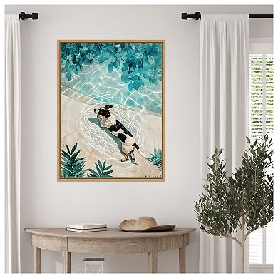 Dogs Life Swimming by Justyna Jaszke Framed Canvas Wall Art Print