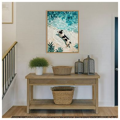 Dogs Life Swimming by Justyna Jaszke Framed Canvas Wall Art Print