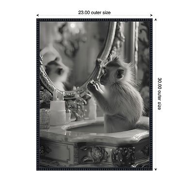 Monkey Bathroom Business by Niky Rahner Framed Canvas Wall Art Print