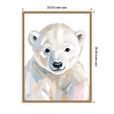 Polar Bear Cub by Ohkimiko Framed Canvas Wall Art Print