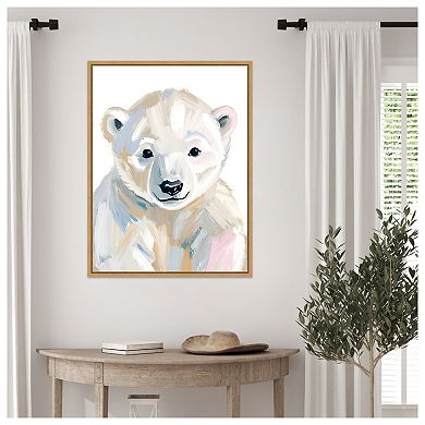 Polar Bear Cub by Ohkimiko Framed Canvas Wall Art Print