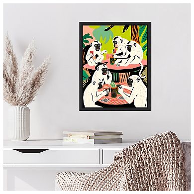 Monkey Weekend Game by Uma Gokhale Framed Canvas Wall Art Print