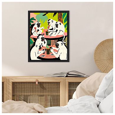 Monkey Weekend Game by Uma Gokhale Framed Canvas Wall Art Print