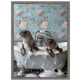 Seal Soak by Niky Rahner Framed Canvas Wall Art Print