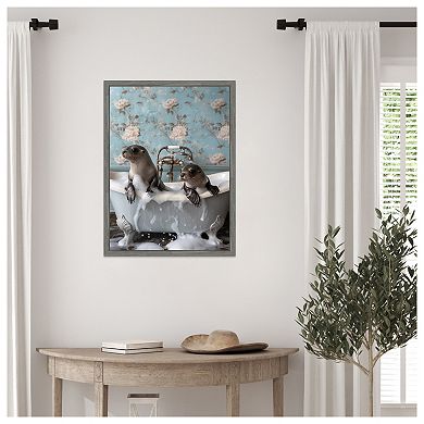 Seal Soak by Niky Rahner Framed Canvas Wall Art Print
