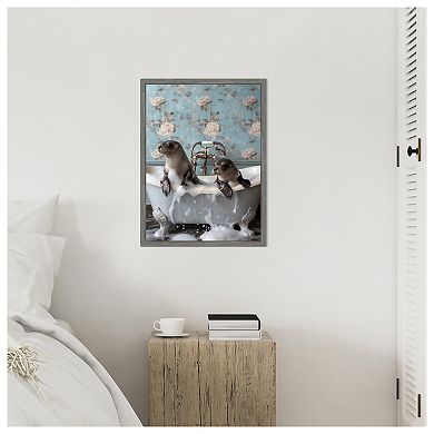 Seal Soak by Niky Rahner Framed Canvas Wall Art Print