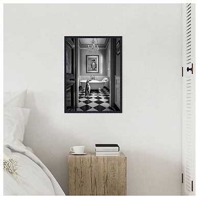 Penguin Bath Time by Niky Rahner Framed Canvas Wall Art Print