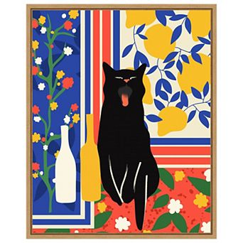 Paws and Patterns Cat by Kintsugi99 Framed Canvas Wall Art Print
