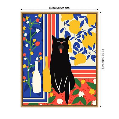 Paws and Patterns Cat by Kintsugi99 Framed Canvas Wall Art Print