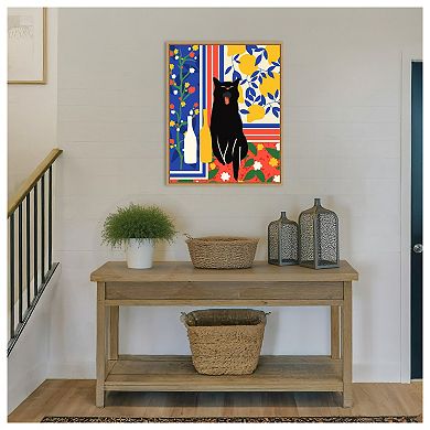 Paws and Patterns Cat by Kintsugi99 Framed Canvas Wall Art Print