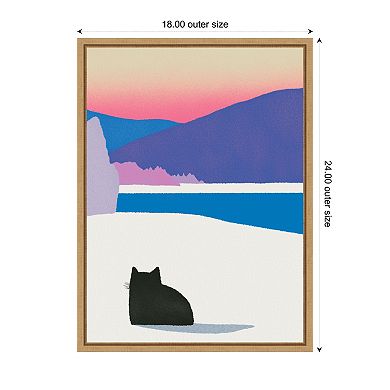 Black Cat Fur in White Snow by Little Dean Framed Canvas Wall Art Print