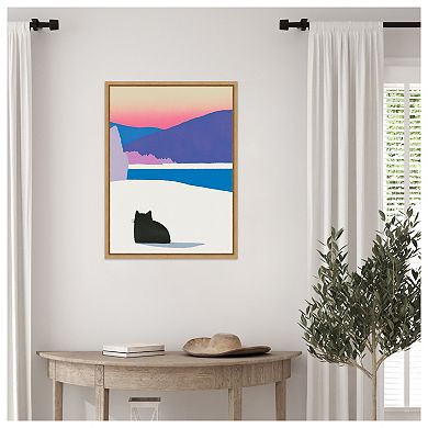 Black Cat Fur in White Snow by Little Dean Framed Canvas Wall Art Print