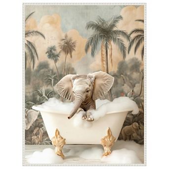 Elephant Bubble Delight by Niky Rahner Framed Canvas Wall Art Print