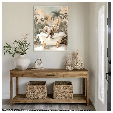 Elephant Bubble Delight by Niky Rahner Framed Canvas Wall Art Print