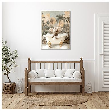 Elephant Bubble Delight by Niky Rahner Framed Canvas Wall Art Print