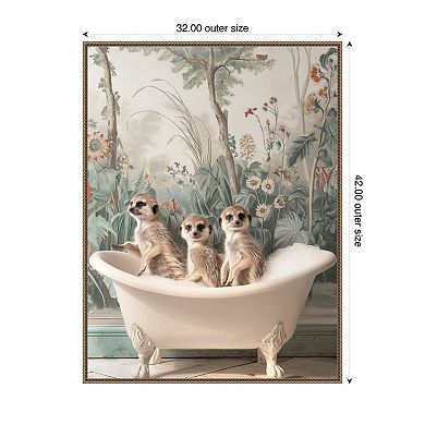 Meerkat Bath Time Fun by Niky Rahner Framed Canvas Wall Art Print