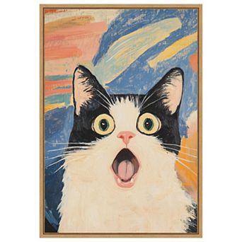 Really Scream Cat by Melloi Art Prints Framed Canvas Wall Art Print