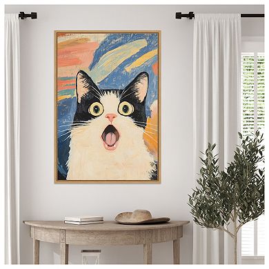 Really Scream Cat by Melloi Art Prints Framed Canvas Wall Art Print