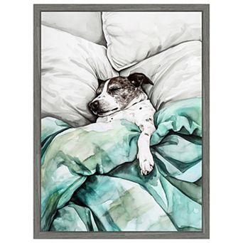 Dogs Life Tucked In by Justyna Jaszke Framed Canvas Wall Art Print