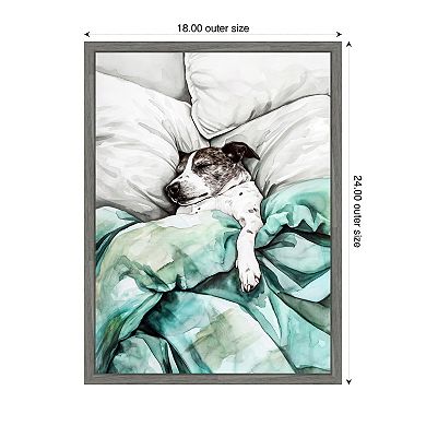 Dogs Life Tucked In by Justyna Jaszke Framed Canvas Wall Art Print