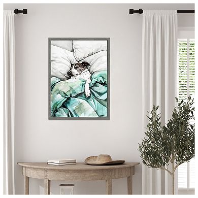 Dogs Life Tucked In by Justyna Jaszke Framed Canvas Wall Art Print
