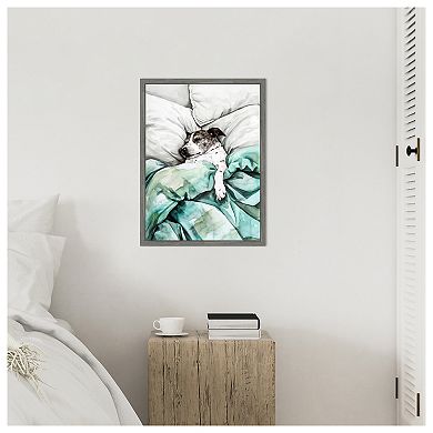 Dogs Life Tucked In by Justyna Jaszke Framed Canvas Wall Art Print