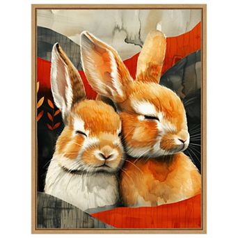 Sleepy Bunny Abstract by Justyna Jaszke Framed Canvas Wall Art Print