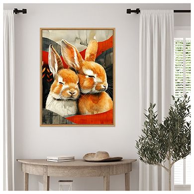 Sleepy Bunny Abstract by Justyna Jaszke Framed Canvas Wall Art Print
