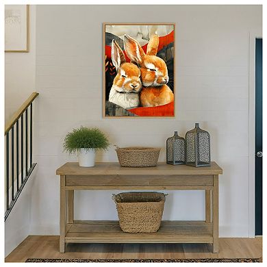 Sleepy Bunny Abstract by Justyna Jaszke Framed Canvas Wall Art Print