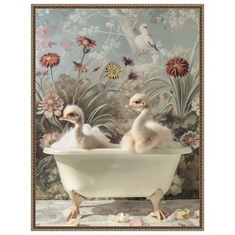 Ostrich Bubble Bliss by Niky Rahner Framed Canvas Wall Art Print