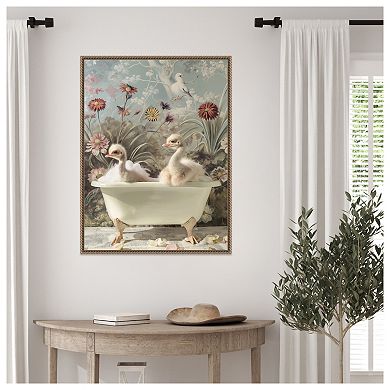 Ostrich Bubble Bliss by Niky Rahner Framed Canvas Wall Art Print