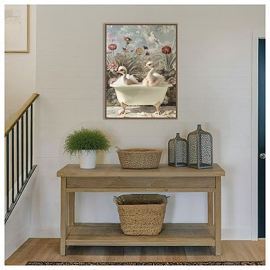 Ostrich Bubble Bliss by Niky Rahner Framed Canvas Wall Art Print