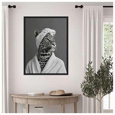 Lady Leopard Spa Day by Niky Rahner Framed Canvas Wall Art Print