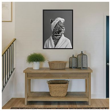 Lady Leopard Spa Day by Niky Rahner Framed Canvas Wall Art Print