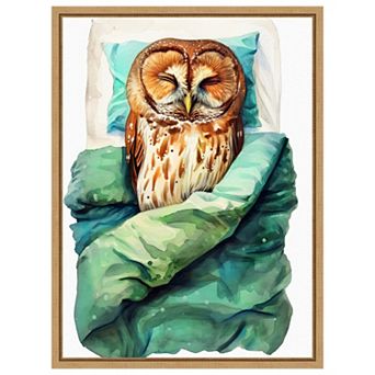 Sleeping Owl by Justyna Jaszke Framed Canvas Wall Art Print