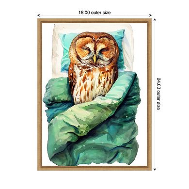Sleeping Owl by Justyna Jaszke Framed Canvas Wall Art Print