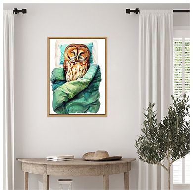 Sleeping Owl by Justyna Jaszke Framed Canvas Wall Art Print